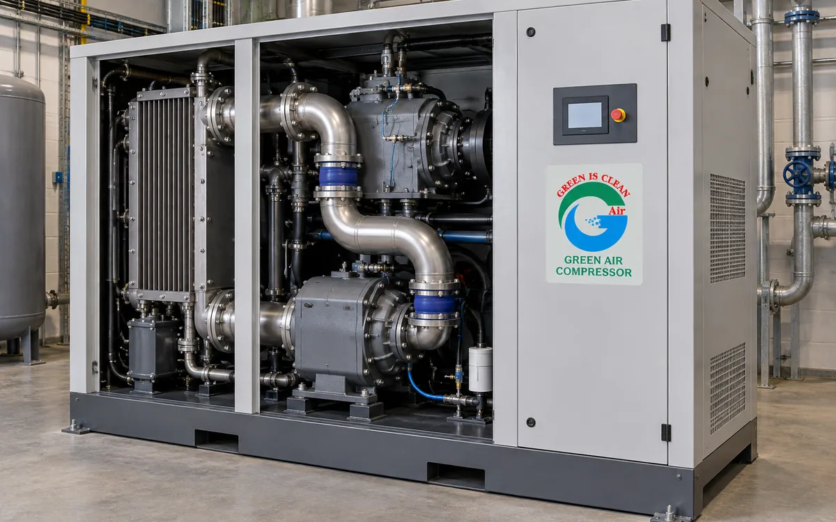 Two stage screw compressors